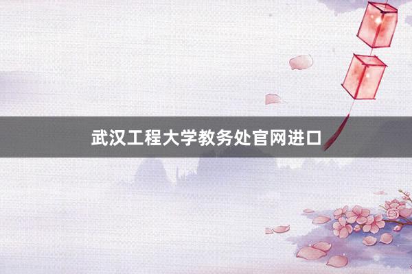 武汉工程大学教务处官网进口